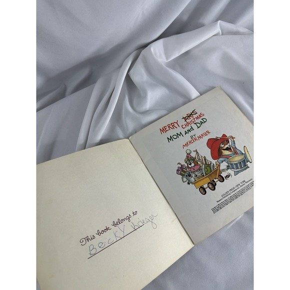 MERRY CHRISTMAS MOM AND DAD Retro Vintage Golden Book Mercer Mayer 1982 HOLIDAY - Picture 5 of 5